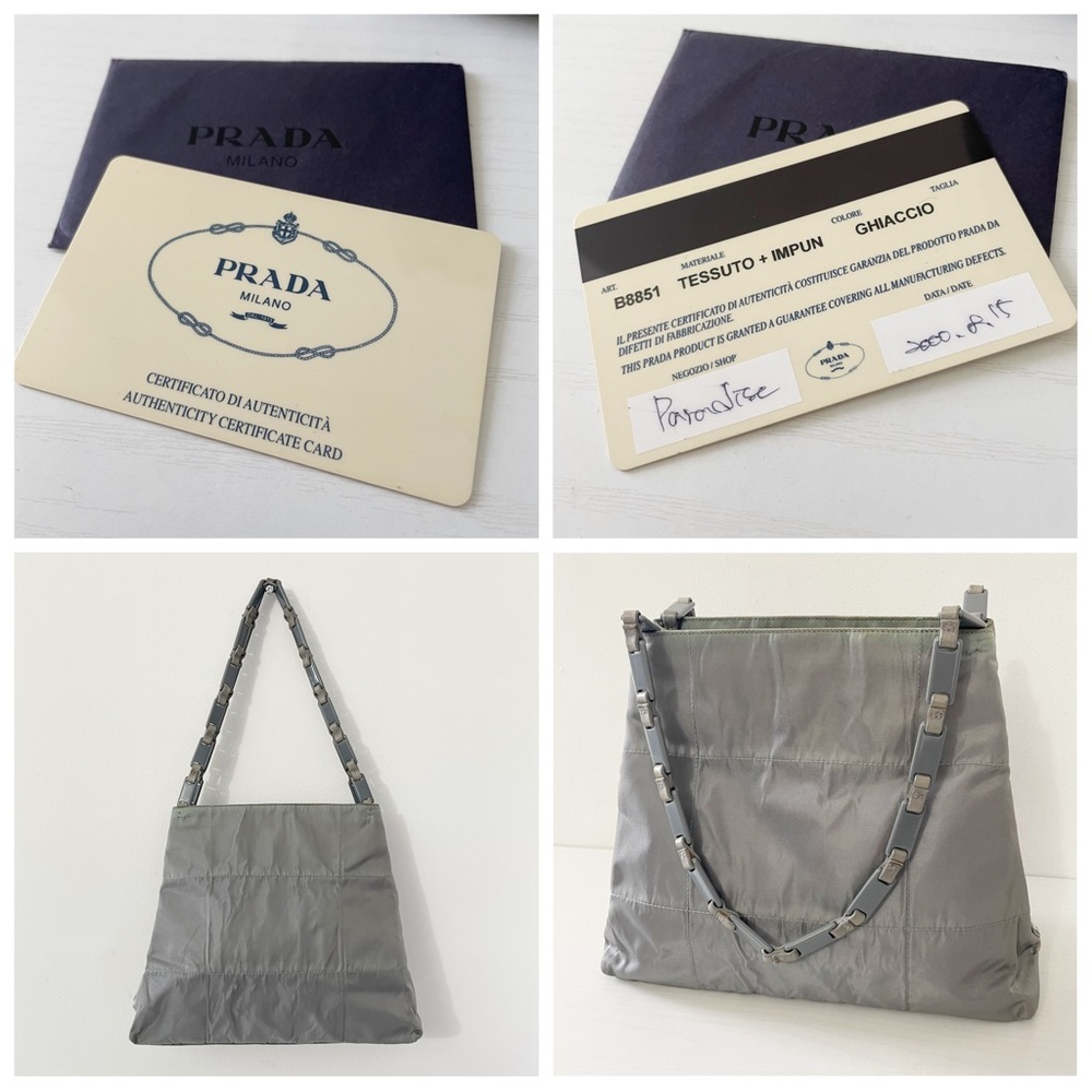 Prada Gray Shoulder Bag with Chain-Link Strap - Picture 2 of 10